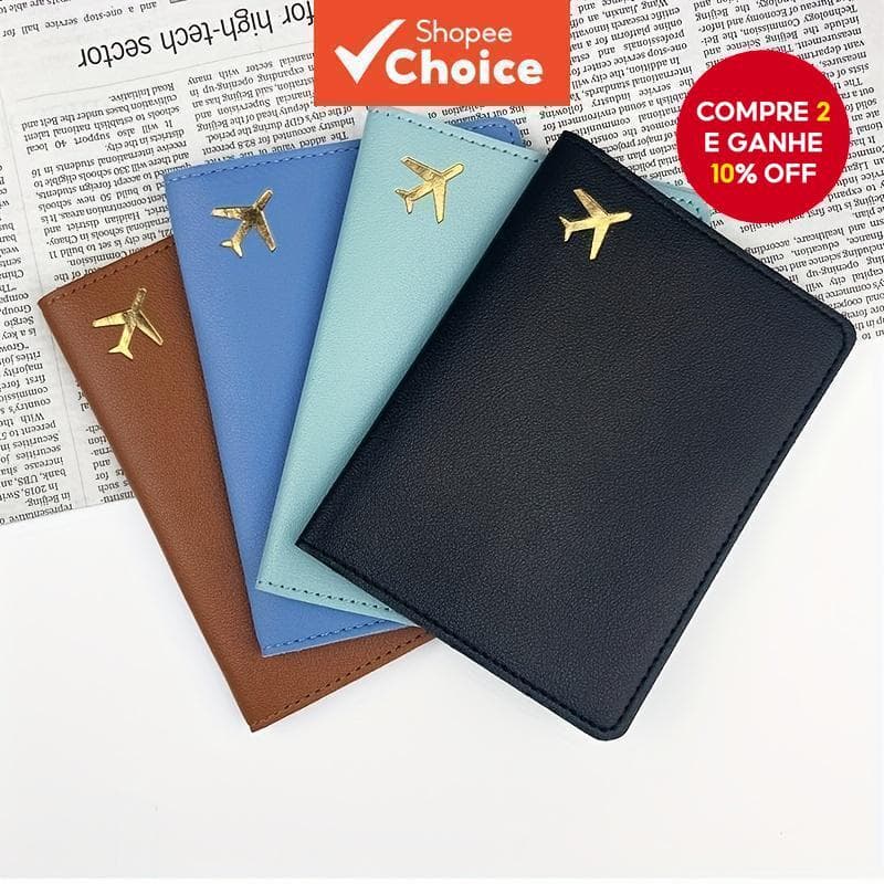 Carteira De Viagem Porta-Passaporte De Couro PU – Capa Para Vários Cartões Documentos
