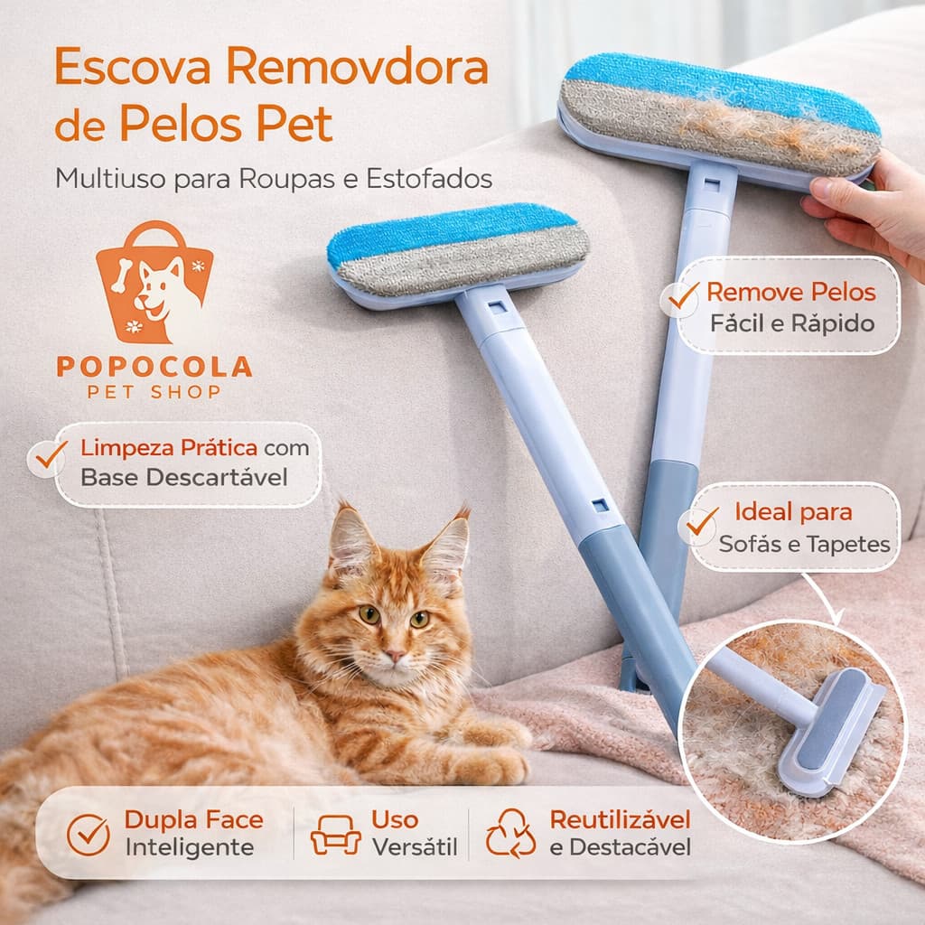 Escova 4 em 1Removedora de Pelos Pet Dupla Face Reutilizável Tira Pelos Roupas Sofá Cães Gatos