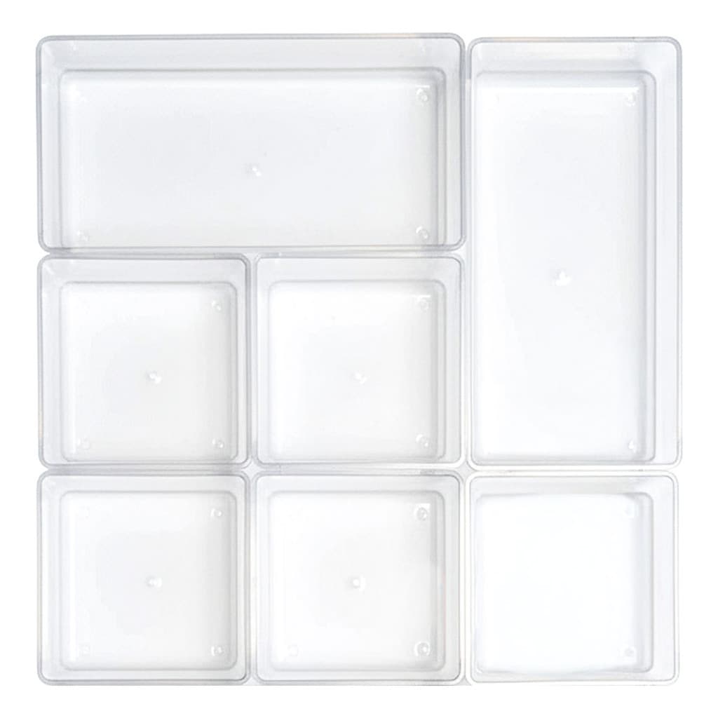 Kit 7 Organizador Acrílico Cristal Modular Geladeira Gavetas Maquiagem