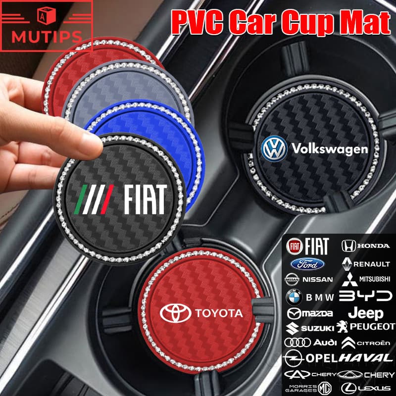 【MUTIPS】Porta-Copos Antiderrapante Para Carro , Tapete Copo De Bebida Em PVC , Interior Automotivo