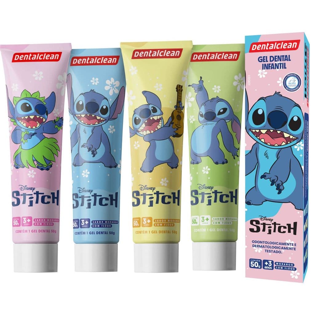 GEL DENTAL INFANTIL STITCH SABOR MORANGO 50G - DENTALCLEAN