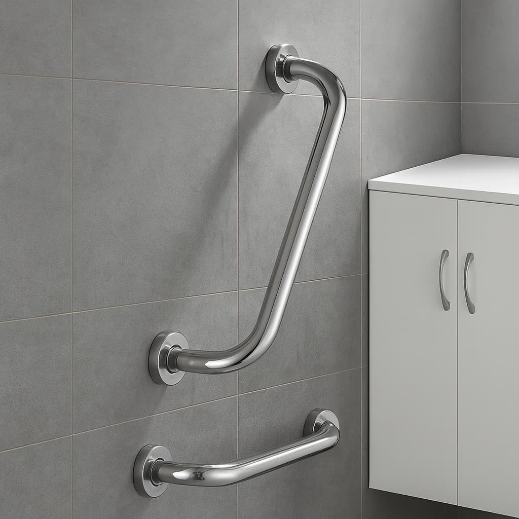 Kit Barras Fixa De Apoio Inox Alça Para Banheiro Deficiente Idoso suporte de tolhas apoio PDC 30cm 40cm 50cm 60cm 80cm