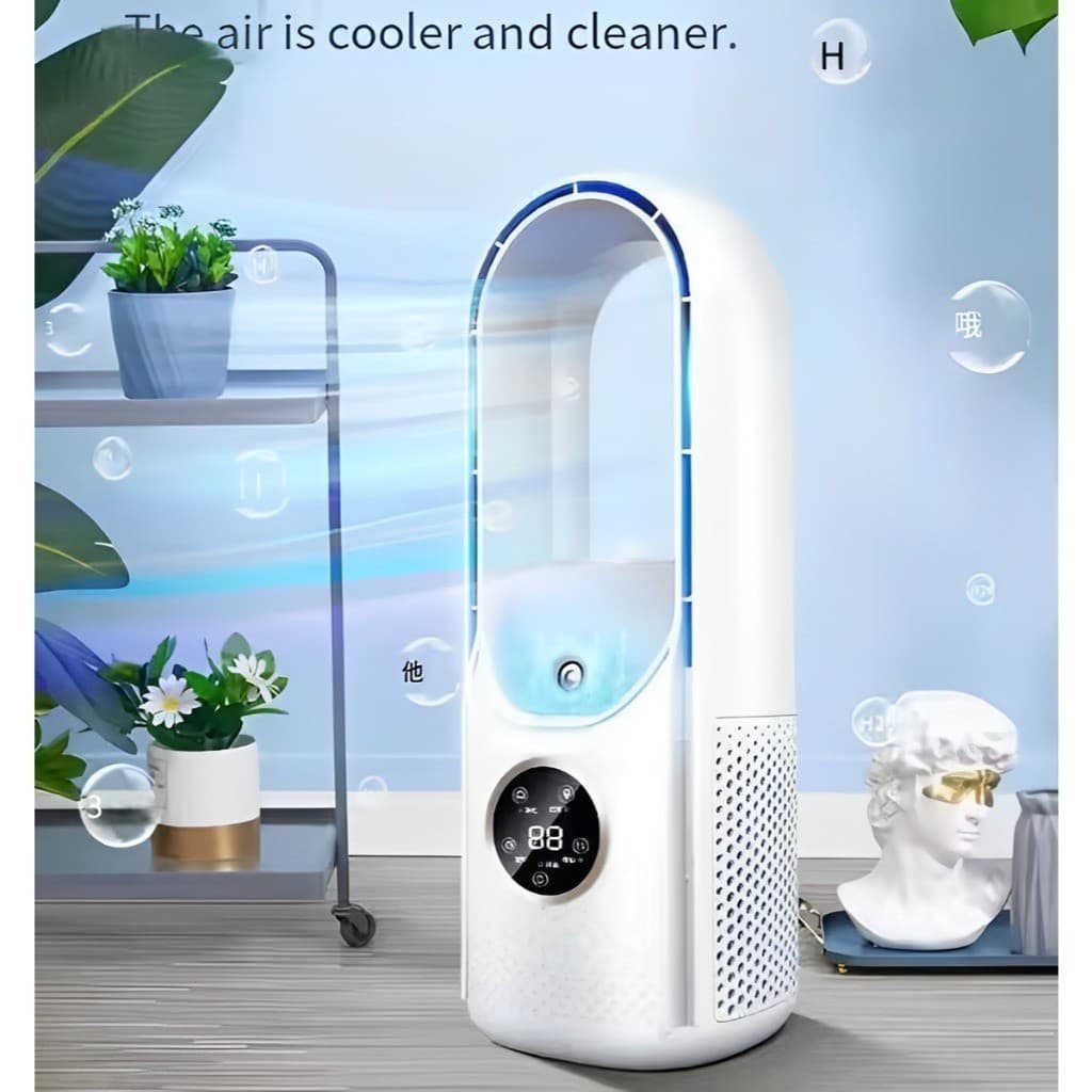 Ventilador E Umidificador Portátil Sem Helice Silencioso 30 CM