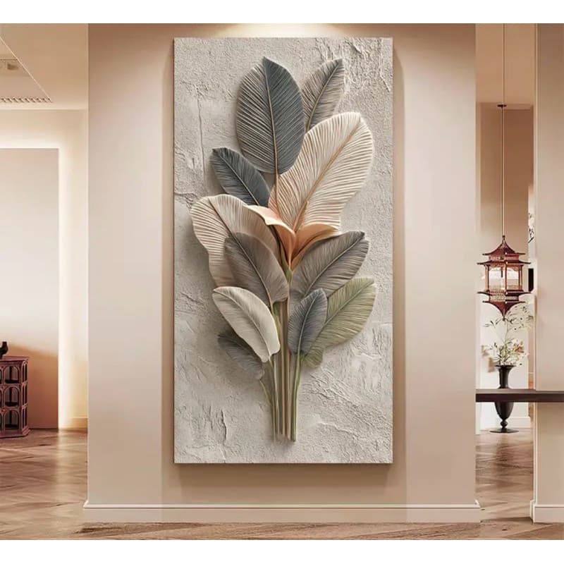 Quadro Decorativo Folhagem Clean Gigante 1,10x80cm.Decore Sala,Quarto,Copa,consultório,escritório,hall,áreas afins.