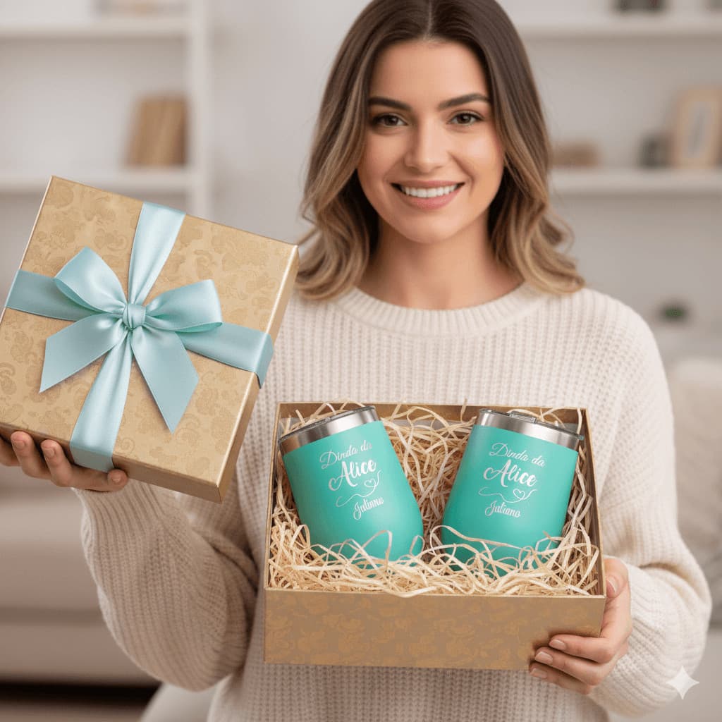 Copo Cuia Oval Térmico 360ml Convite Padrinho Madrinha Lembrança de Batizado