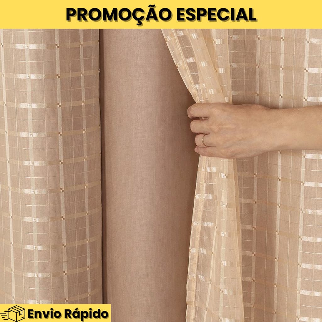 Cortina Blackout com Voil Xadrez 3,00M X 2,70M PROMOÇÃO IMPERDÍVEL | 2,8M X 1,80m e 1,40M X 1,80M