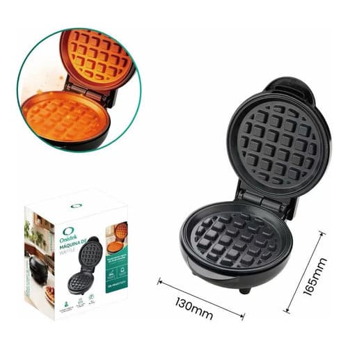 Mini Máquina De Fazer Waffle Panqueca Elétrica 600w Preto 110v ou 220v
