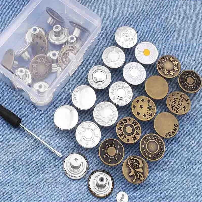 10 Peças Botão Para Substituição De Jeans 17mm Kit De Reparo De Metal Sem Costura Conjunto De Botões Removíveis ANJIN.B