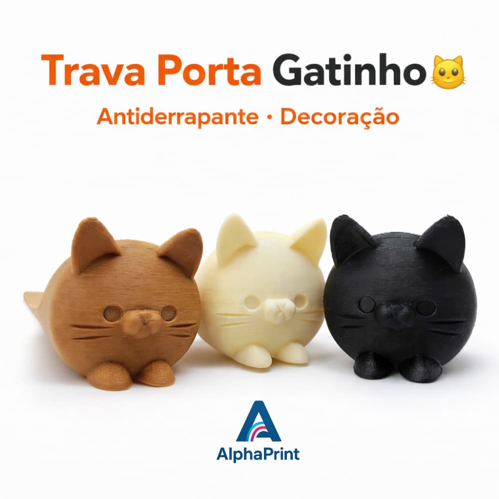 Trava de Porta Antiderrapante Tipo Cunha | Gatinho Decorativo | Segurança para Casa