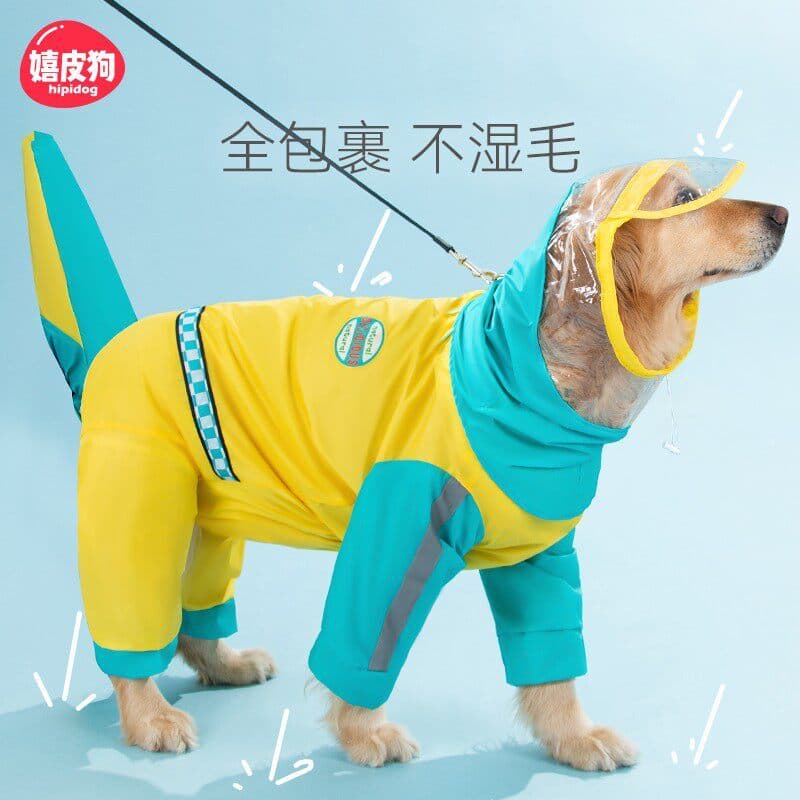 Capa de chuva para cachorro grande, pastor dourado desgastado Shiba Inu Labrador, quatro pernas, à prova d'água, médio e