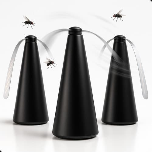 Kit 3 Ventilador Repelente de Mesa Espanta Mosca Mosquito Inseto Preto Hastes Flexíveis