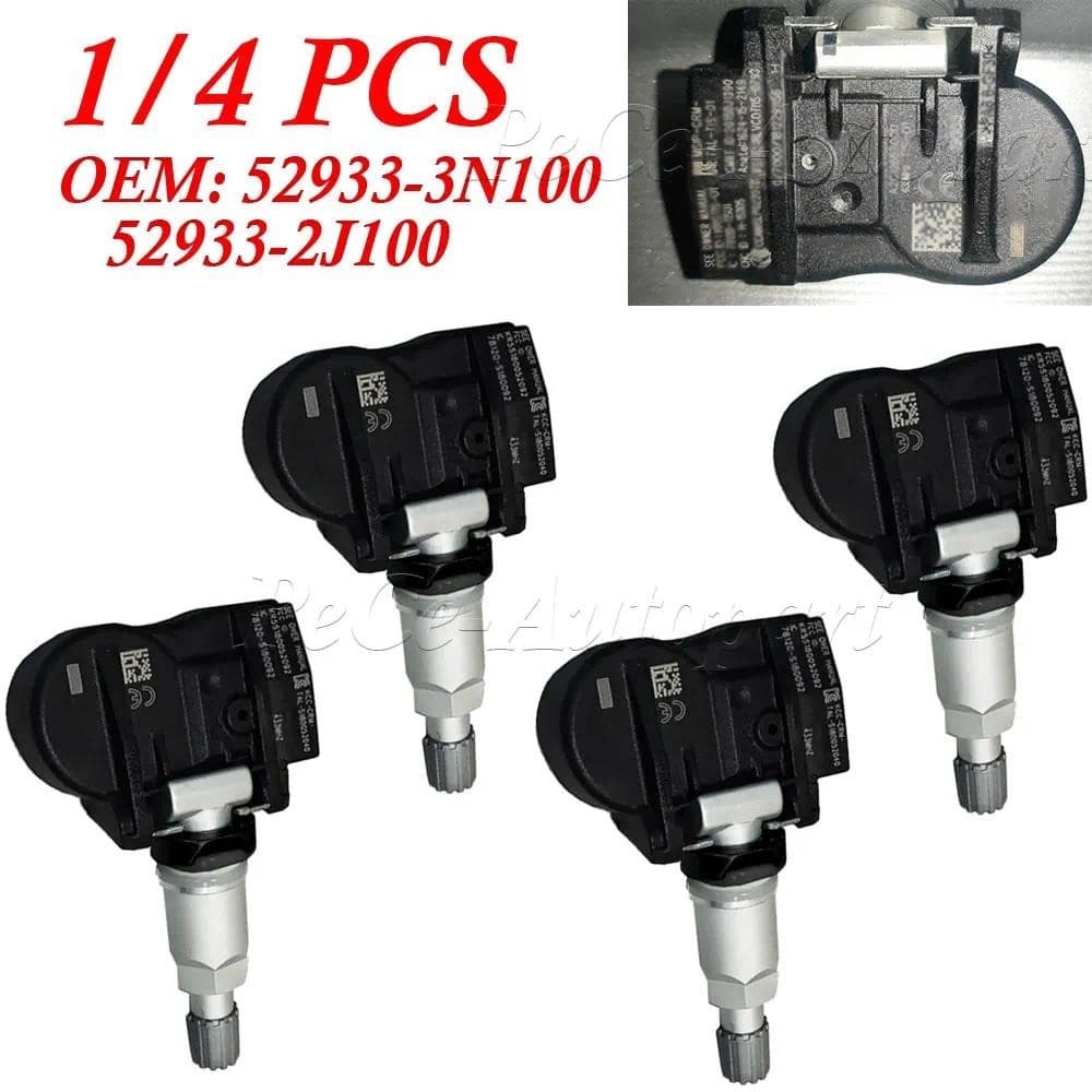 1/4 Pces 52933-3N100 Sensor De Pressão Dos Pneus TPMS Para Hyundai Acento Equus I30 ix20 Kia Rio Ceed 2J100 B1100 433MHz