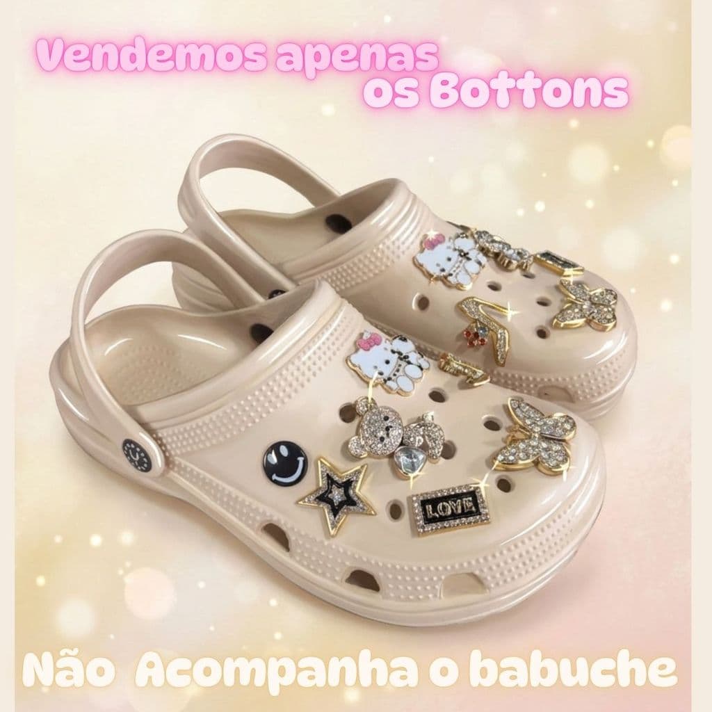 Kit 12 Bottons Pins Acessórios para Babuche ABS Strass Luxo