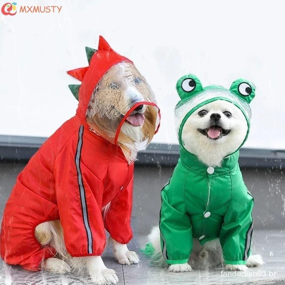 Capa De Chuva Para Cachorro MXMUSTY Com Capuz , Poncho Animais De Estimação Sapo 3D Ajustável De Desenho Animado , Jaque