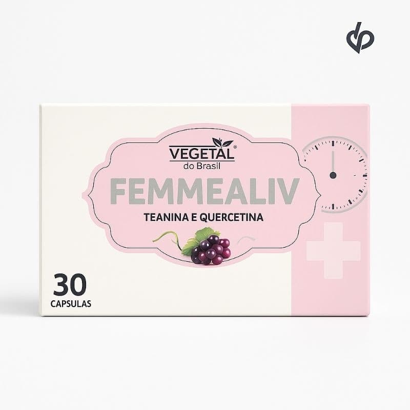 FemmeAliv 30 Cáps – Teanina + Quercetina | Suplemento Antioxidante + Vitaminas D E K | Saúde Feminina