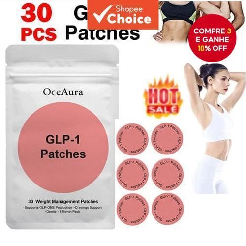  Patches Cosméticos GLP-1 com 30 Unidades - Adesivo Infundido com Ingredientes Naturais para Mulheres e Homens, Fácil