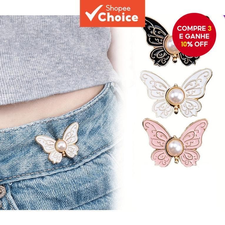 Conjunto De 3 Peças De Broche De Borboleta – Clipe De Cintura Coreano , Apertador De Cinto De Pérola Ajustável Para Vest