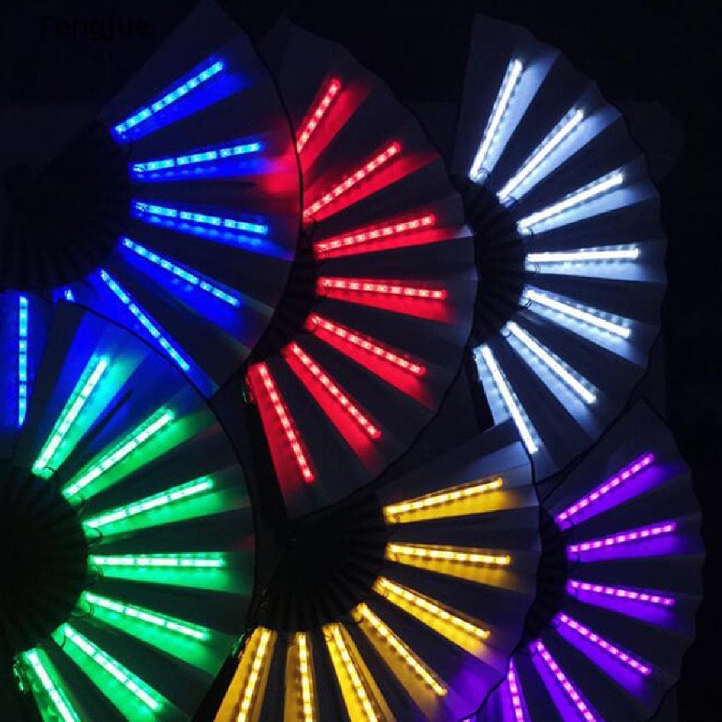 Leque com luzes LED leque dobrável para festas adereço para criar um ambiente festivo de carnaval