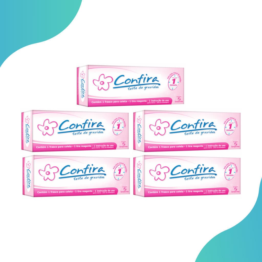 Kit com 5 Teste De Gravidez Confira em tira Sanfarma