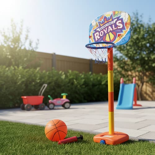Cesta De Basquete Infantil Tabela Bola E Inflador Regulável Brinquedo Grande