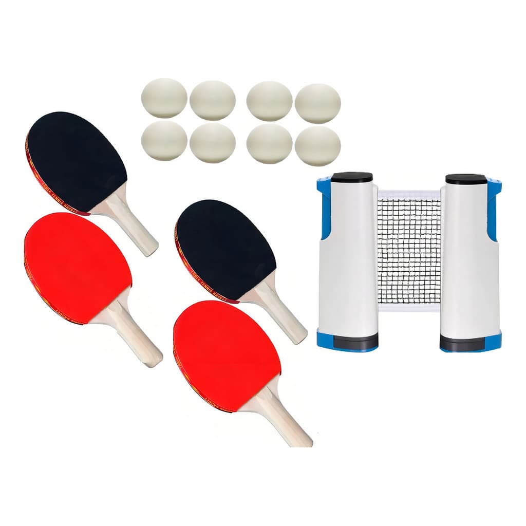 Ping Pong Kit 13 Pçs Tênis Mesa 4 Raquetes 8 Bolinhas 1 Rede