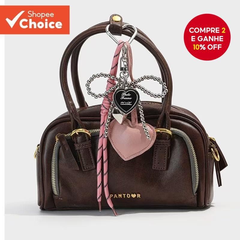 Mulheres Y2K Arco Coração Bolsa Charme Pingente Único Trançado Ins Preto Rosa Chaveiro