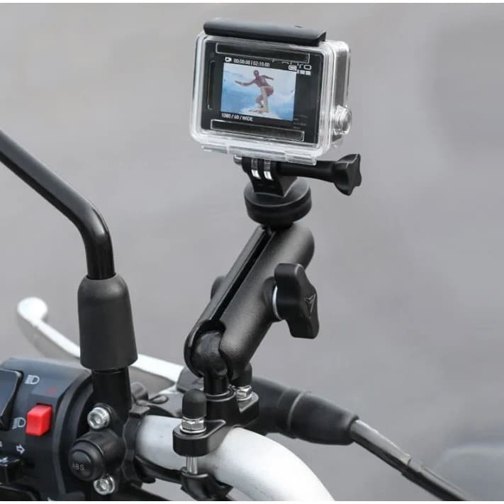Suporte de Câmera para Guidão de Moto Compatível GoPro DJI SJCAM para Câmera Ação com Braço Metálico e Ajuste Livre