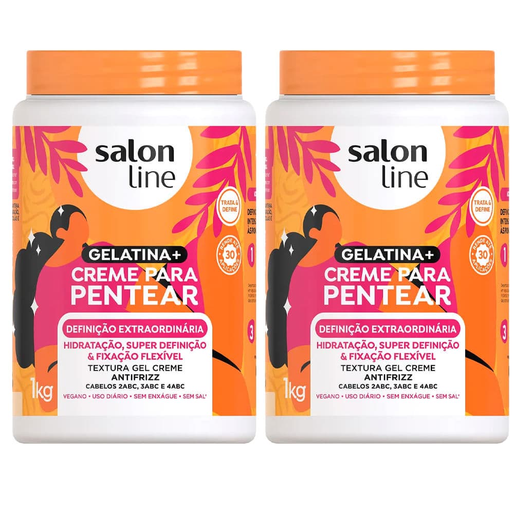 Kit Creme De Pentear Gelatina Salon Line Definição Extraordinária 1Kg - 2 Unidades