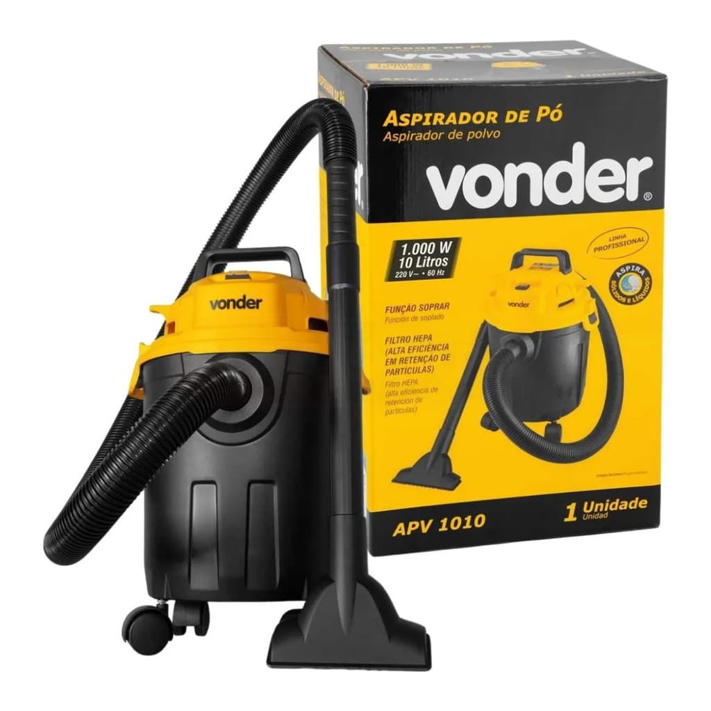 ASPIRADOR DE PÓ PROFISSIONAL 10L 1000W APV1010 VONDER 220V