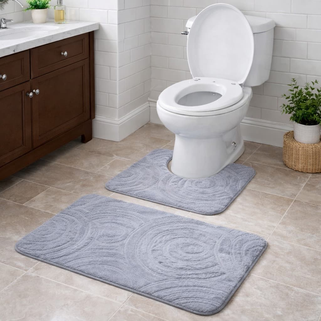 Jogo Tapete Banheiro 2 Peças Macio Antiderrapante Tapete para Vaso Sanitário + Piso Promoção  |3998|