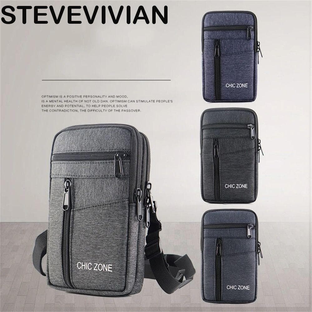Bolsa Masculina Para Telefone STEVEVIVIAN , Leve Cintura De Camada Dupla Única , Pochete À Prova D'água