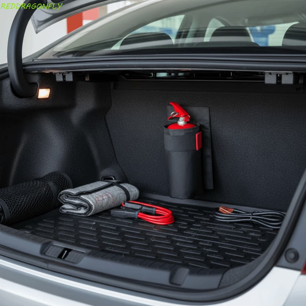 Suporte Para Extintor De Incêndio REDDRAGONFLY , Saco De Armazenamento Resistente Ao Desgaste Montagem Em Porta-Malas