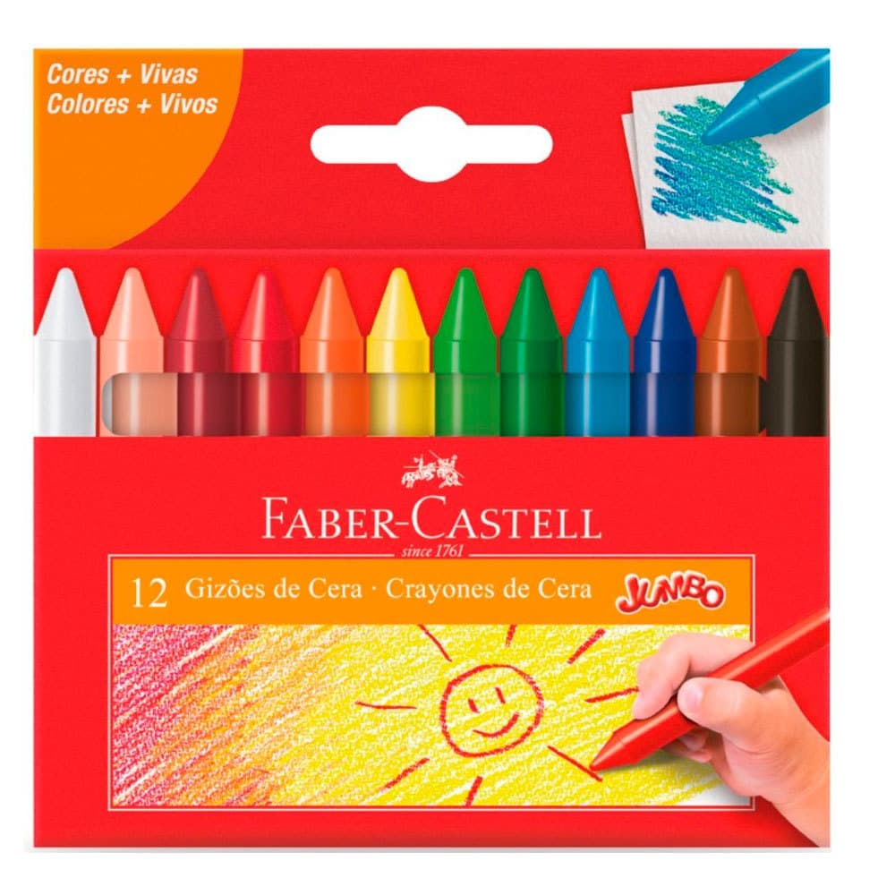 Gizão de cera com 12 cores 141112 Faber-Castell