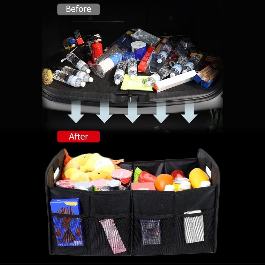 Fangzi Caixa de armazenamento para porta-malas de carro, organizador de carga automotiva, pano oxford dobrável 55L preto