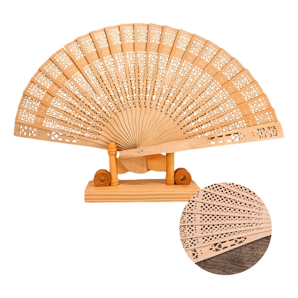 Kit 6/12 peças leque de madeira leve e elegante para casamento e lembrança