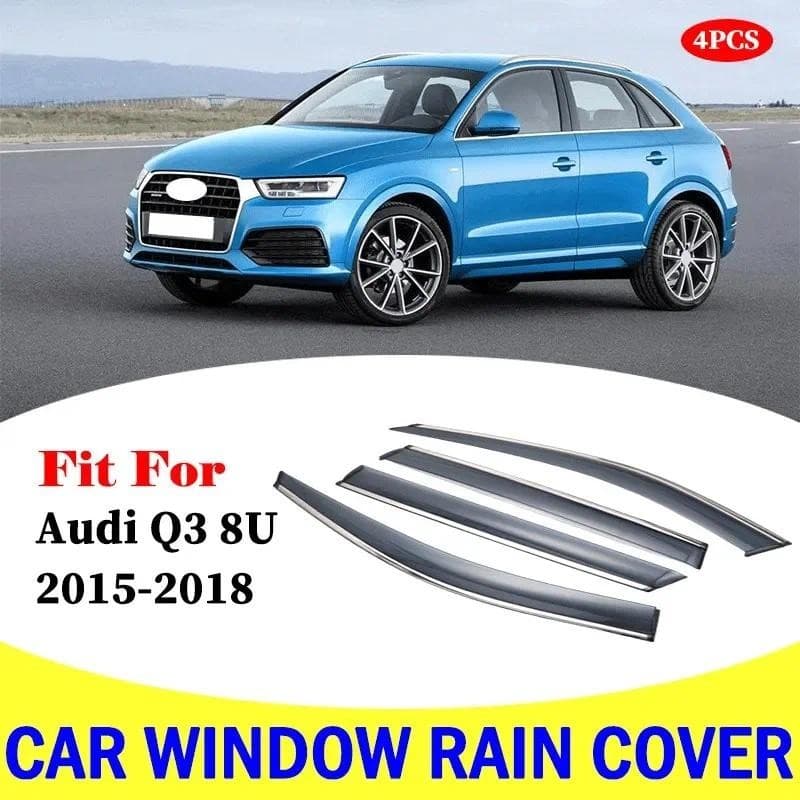Para Audi Q3 8U 2015-2018 Viseira Da Janela Do Carro Escudo De Chuva Defletores Toldo Guarnição Capa exterior Acessórios