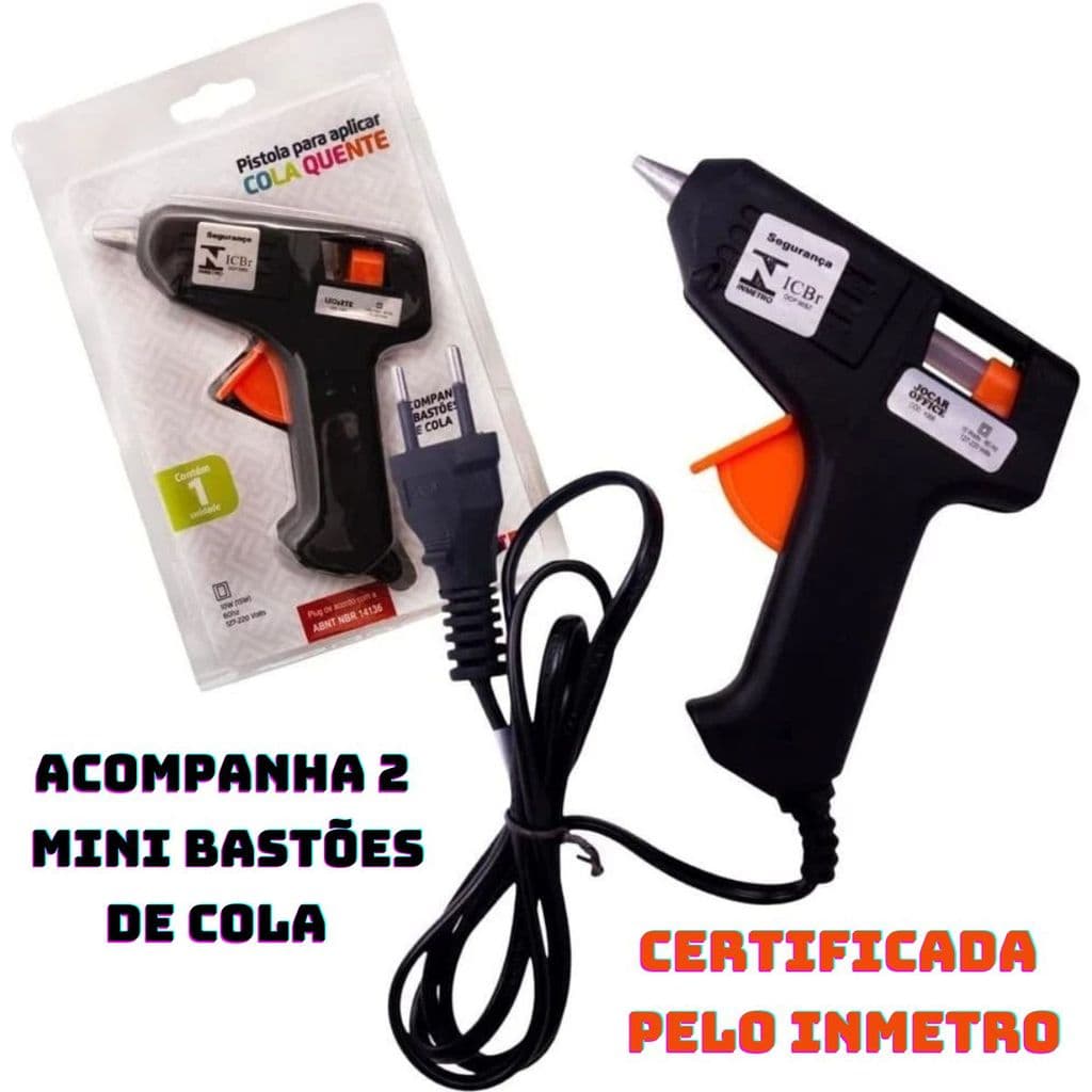 Pistola De Cola Quente Bivolt 110 220 Para Artesanato Aprovada Inmetro Esquenta Rapido Jocar Office