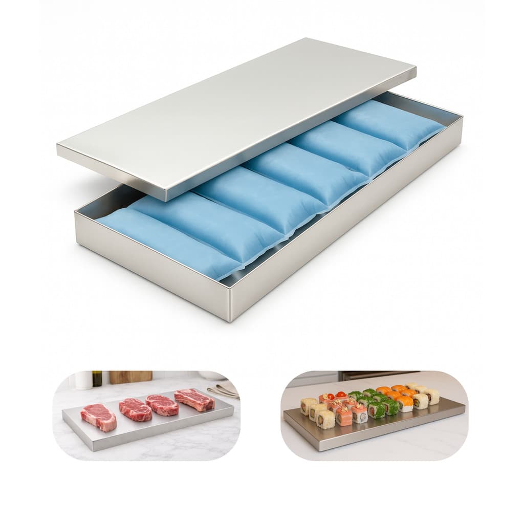 Tábua De Inox Pista Fria Gelo Conservar Alimentos 80x30