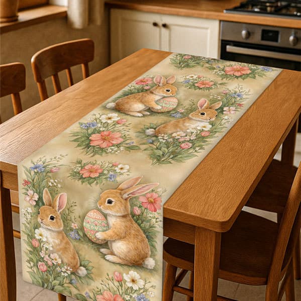 Trilho Caminho De Mesa Passadeira Toalha Estampada Decoração Páscoa 0,45x1,45