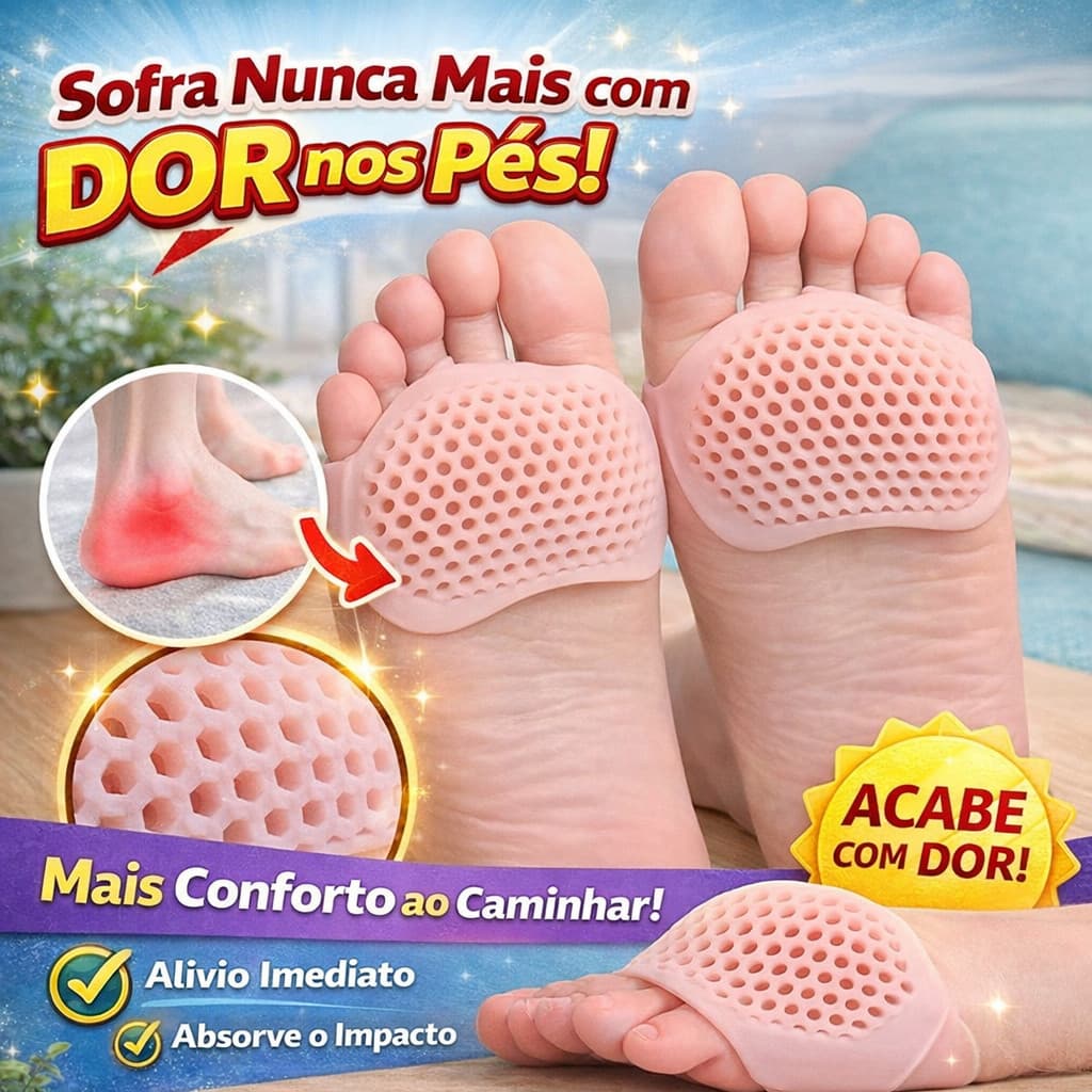 Par Palmilha e Meia Ortopédica Gel Silicone Esporão Macio, Conforto, Alívio Imediato