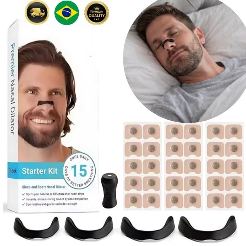 Dilatador Magnético Nasal Anti Ronco e Apneia – Clipes Nasais com 30 Adesivos + 4 Tamanhos
