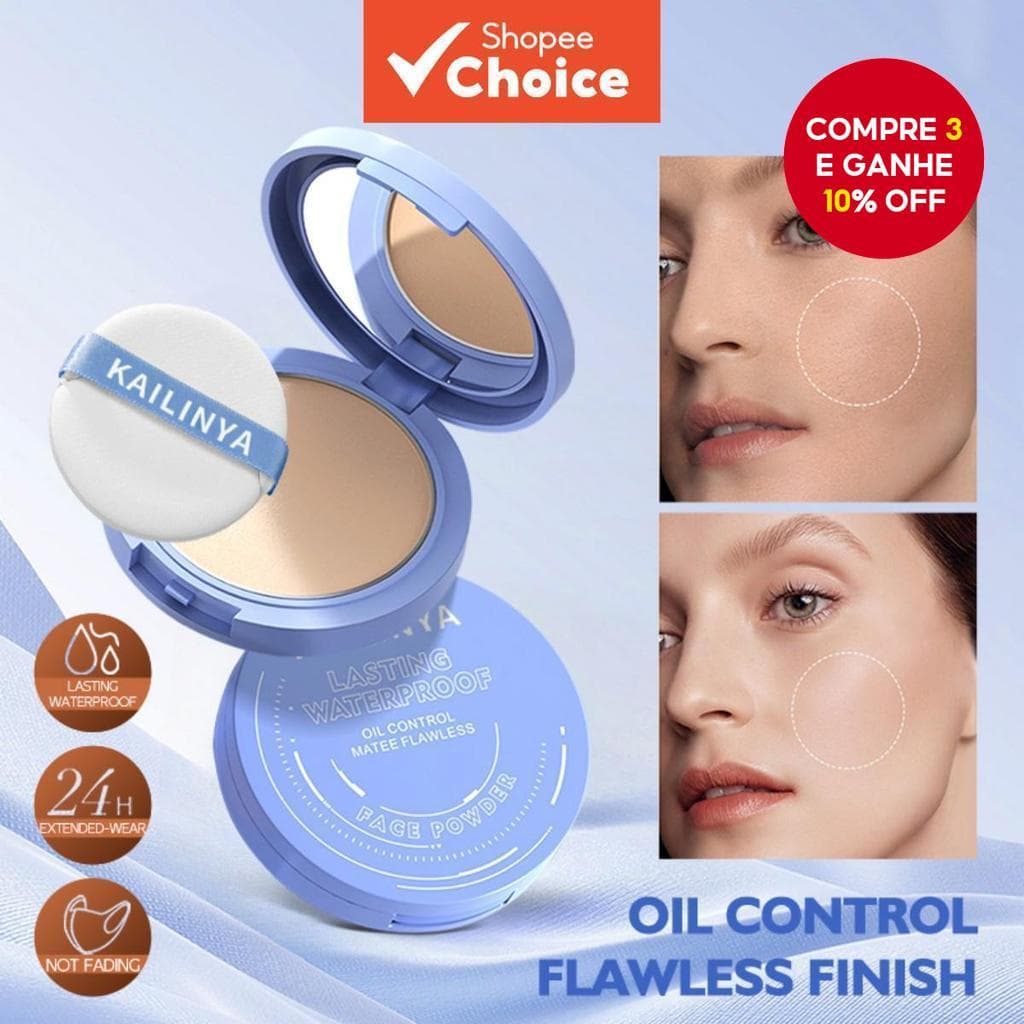 Pó Prensado Facial Para Controle De Óleo , Maquiagem Fosca E Suave Impecável , Acabamento De Longa Duração À Prova D'águ