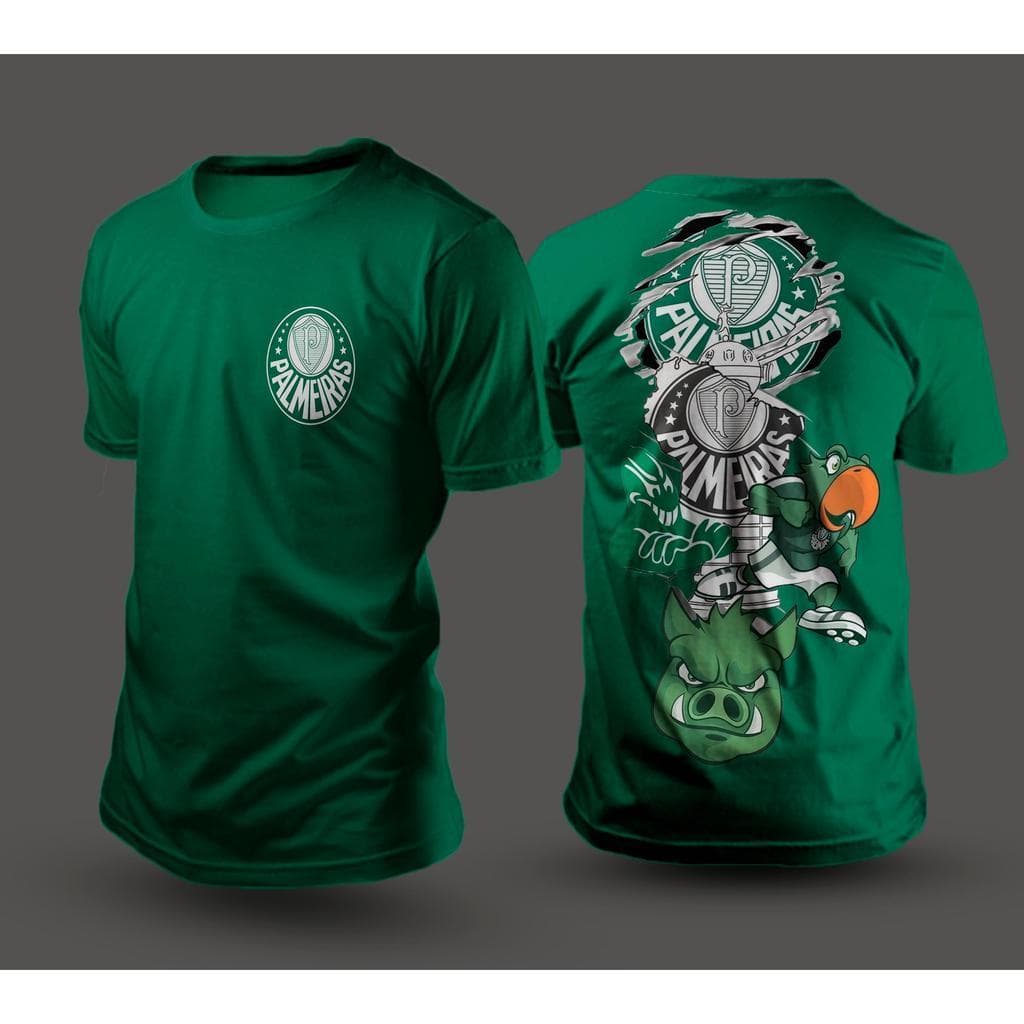Camiseta Verde Escudo Palmeiras Futebol Porco nas Costas 100% Algodão Envio Rápido/Imediato Polar.clothing.store