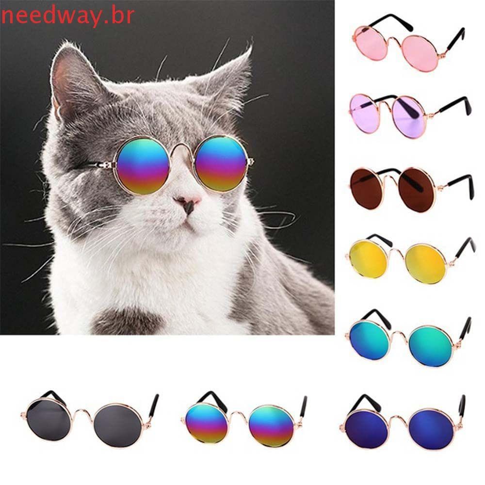 NEEDWAYB Óculos De Sol Redondos Moda Gato Acessórios Decoração Reflexão Adorável Olho Wear