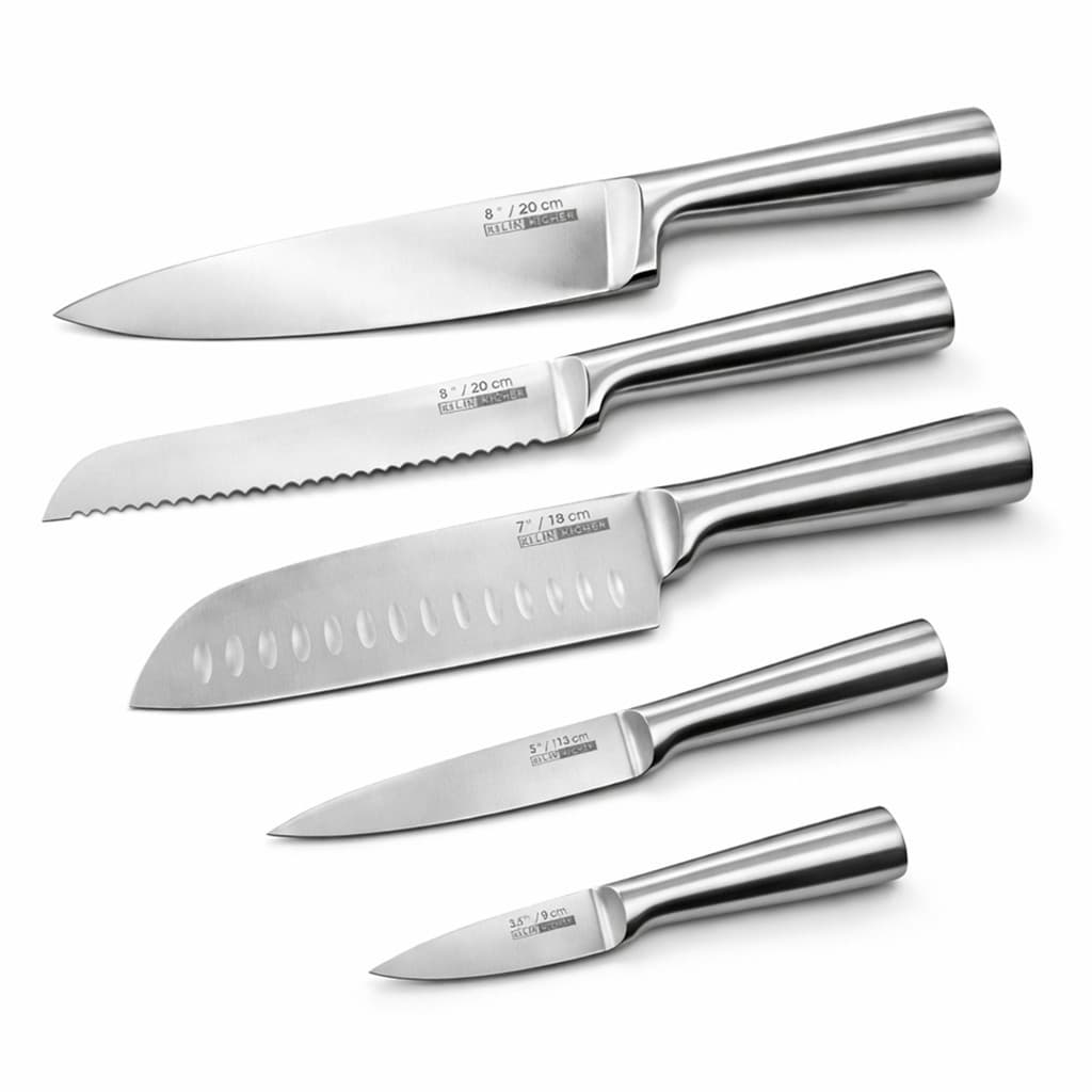 Kit 5 Facas De Cozinha Profissional Aço Inox Conjunto Completo Para Cozinhar