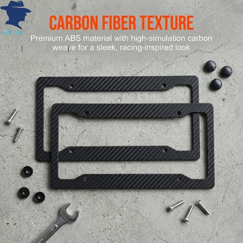 1/2 Pçs Quadro De Placa De Licença Universal Padrão Carbono De Plástico Braet Com Kits De Parafuso [SNOW]