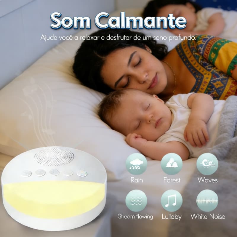 Máquina de ruído branco para crianças, Sleep Sound Player, temporizador de luz noturna, USB recarregável, desligamento