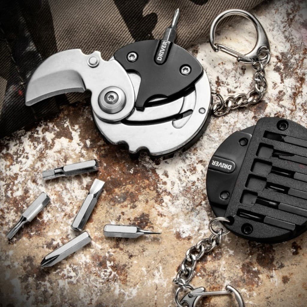 Mini Canivete Portátil Para Bolso Chaveiro Aço Inox com Chave de Fenda Multifuncional Removível