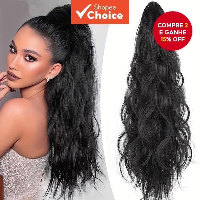 Extensões De Rabo De Cavalo Ondulado De Água Longa De 20 Polegadas – Peruca Com Prendedor De Garra Para Mulheres