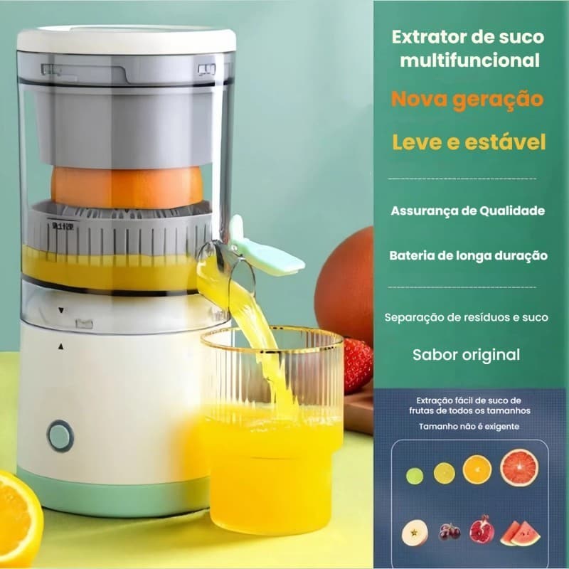 Espremedor Elétrico Portátil de Laranja e Frutas - Bivolt e Recarregável USB